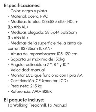 Cinta Homcom A90-182BK plegable