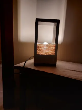 Coppia Lampade Legno Juta Artigianali