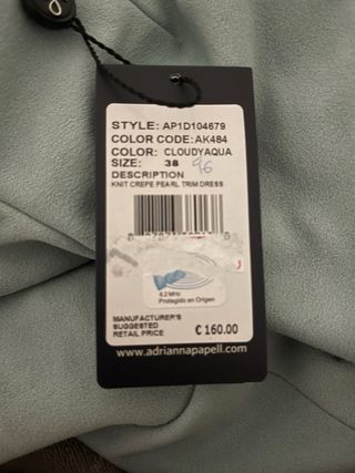 Vestido Adrianna Papell Turquesa Talla M