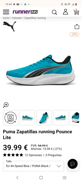 Zapatillas running Puma Pounce Lite Talla 44