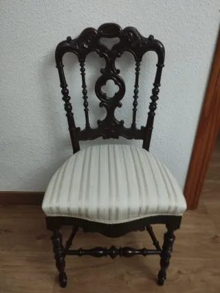 6 Sillas Clásicas Madera Tapizadas