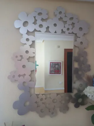 Espejo decorativo flores plata