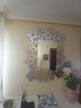 Espejo decorativo flores plata