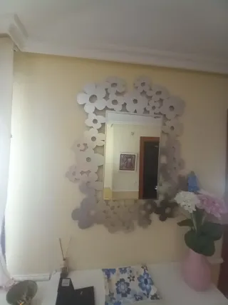 Espejo decorativo flores plata