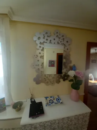 Espejo decorativo flores plata