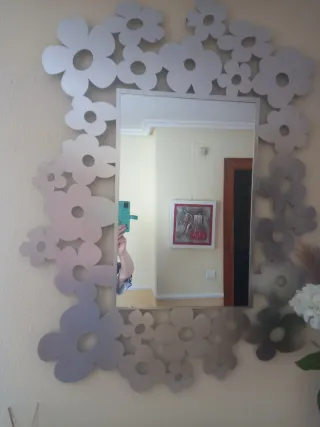 Espejo decorativo flores plata