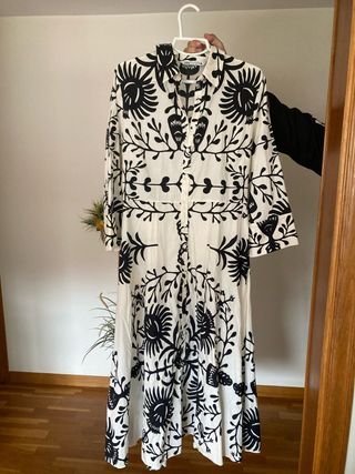 Vestido Zara Estampado Manga Larga Talla XL
