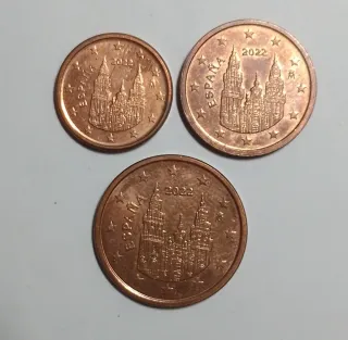Trittico monete euro cent 1-2-5 2022 Spagna