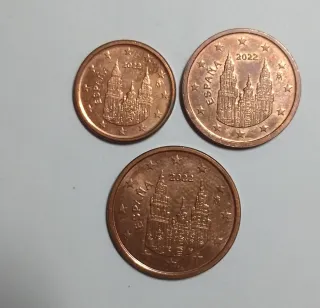 Trittico monete euro cent 1-2-5 2022 Spagna