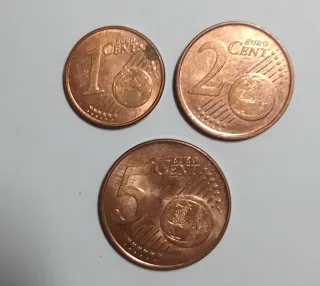 Trittico monete euro cent 1-2-5 2022 Spagna