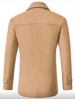 Abrigo casual beige manga larga solapa