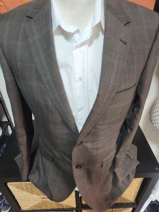 Blazer de cuadros marrón y azul 50