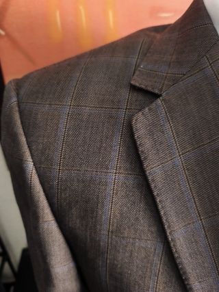 Blazer de cuadros marrón y azul 50