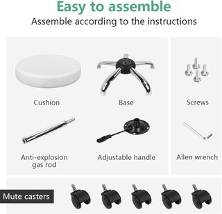 Taburete Rodante Ajustable Blanco