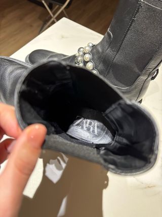 Botines cuero Zara Mujer Talla 39 Tachuelas Perlas
