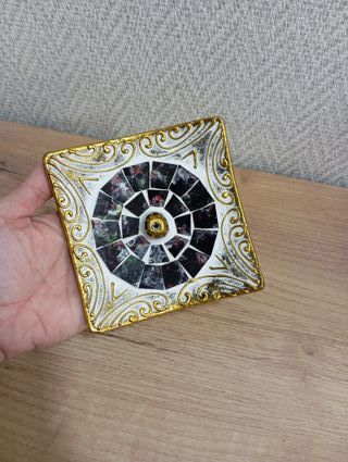 Incensario Mosaico Dorado y Blanco