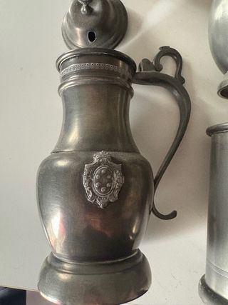 Lotto 7 oggetti vintage in peltro