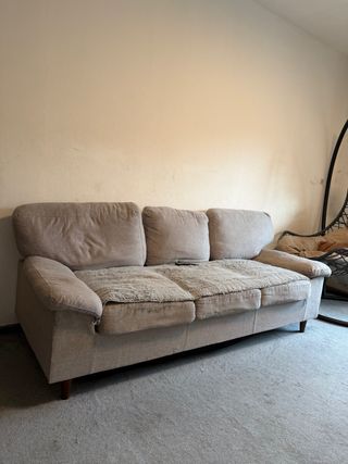 2 Divani 3 posti beige/grigio tessuto