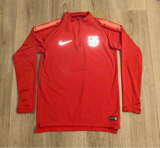 Felpa mezza zip FC Barcelona Nike rossa corallo
