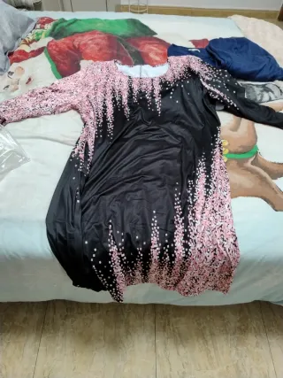 Vestido fiesta negro y rosa talla única