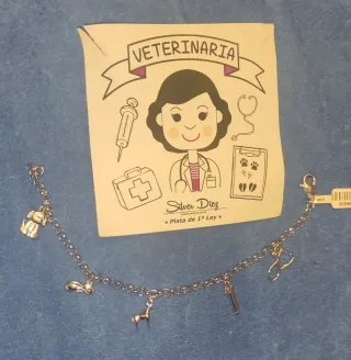 Pulsera Plata Rodiada Veterinaria