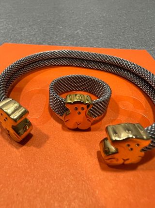 Conjunto Tous Oso Oro y Plata. anillo talla 14