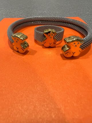 Conjunto Tous Oso Oro y Plata. anillo talla 14