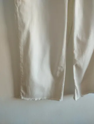 Pantalón Zara Blanco Ancho Mujer