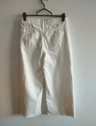 Pantalón Zara Blanco Ancho Mujer