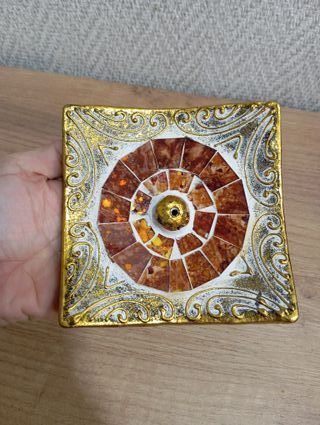 Incensario Mosaico Dorado