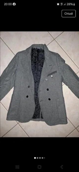 Giacca doppiopetto grigia trapuntata internamente