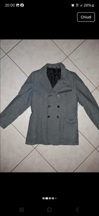 Giacca doppiopetto grigia trapuntata internamente