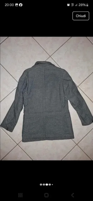 Giacca doppiopetto grigia trapuntata internamente