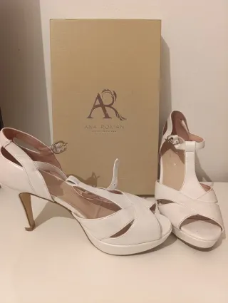 Sandalias Ana Roman Novia Tacon Blancas
