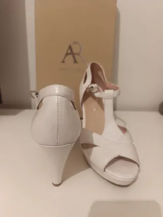 Sandalias Ana Roman Novia Tacon Blancas
