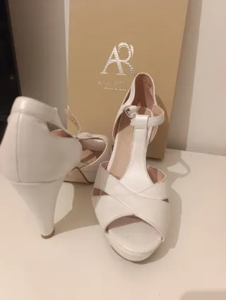 Sandalias Ana Roman Novia Tacon Blancas