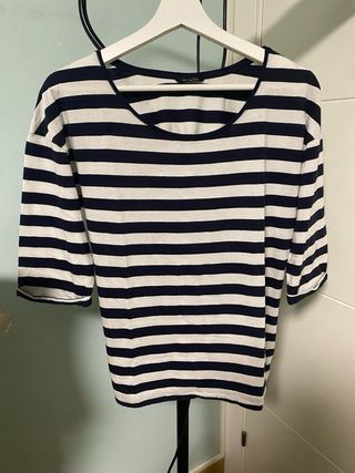 Blusa Massimo Dutti Rayas Azul y Blanco