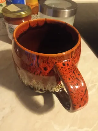 Tazza grande ceramica marrone e rossa