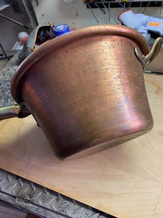 Paiolo in rame con manico in legno misure 24cm