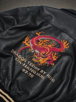 Bomber Redskins Dragon Cuero Talla L Hombre Negra