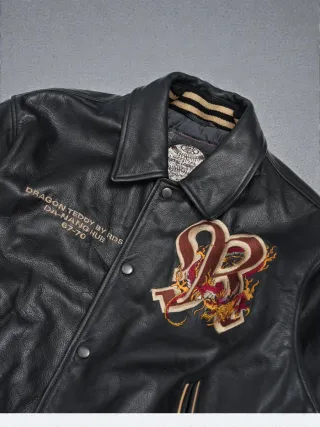 Bomber Redskins Dragon Cuero Talla L Hombre Negra