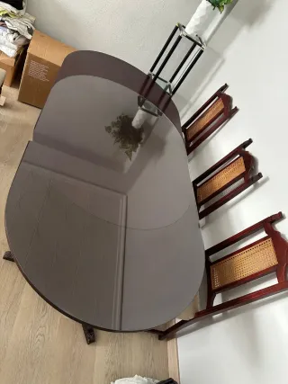 Mesa de comedor extensible de madera