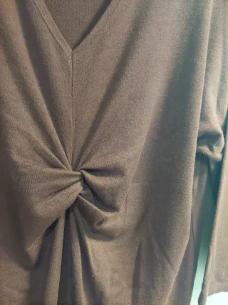 Vestido punto marrón manga larga