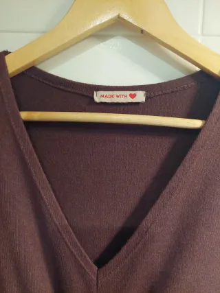 Vestido punto marrón manga larga