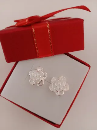 Pendientes Plata Ley 925 Flor Rosa