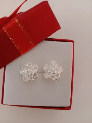 Pendientes Plata Ley 925 Flor Rosa