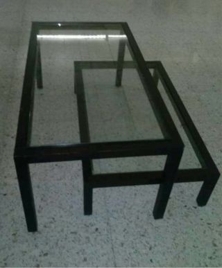 Mesas de centro cristal y madera