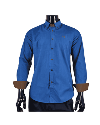 Camisa de vestir azul para hombre