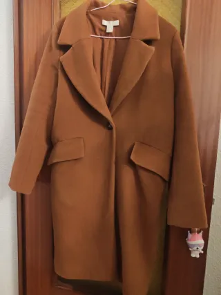 Abrigo largo paño H&M Marrón Talla M