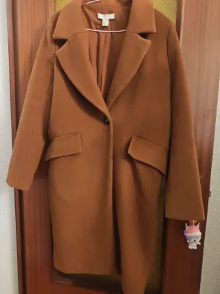 Abrigo largo paño H&M Marrón Talla M